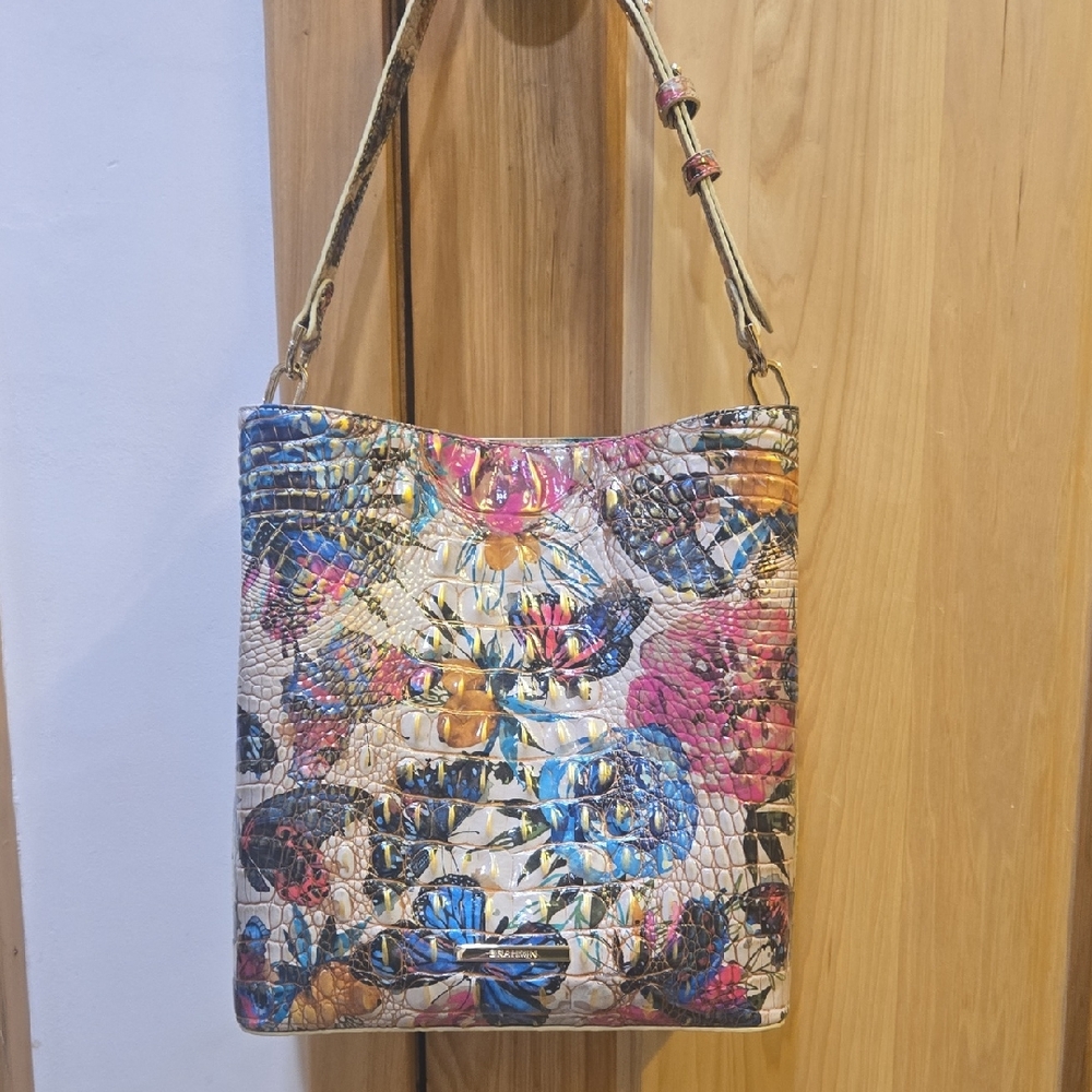 Brahmin Vibrant Multicolor Croc-Embossed Shoulder Bag